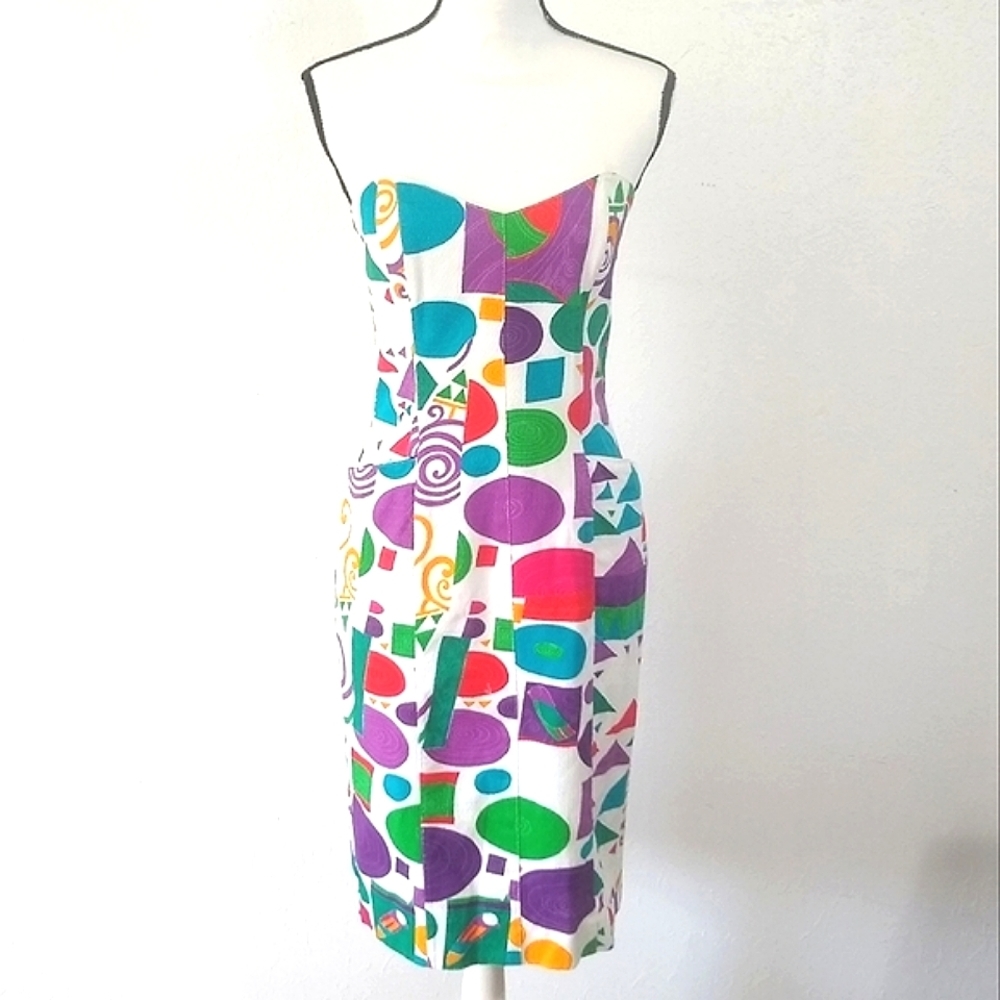 𝅺LOUIS FERAUD Rare Vintage Geometric print dress
